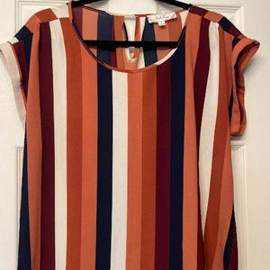 Striped cap-sleeve Top. LIKE NEW-Pink Rose